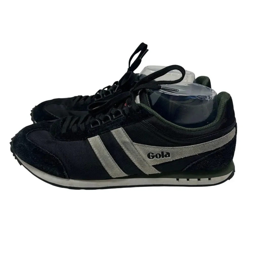 Men's Gola Boston CMA297 Black Green Trainers Low Top Sneakers 9